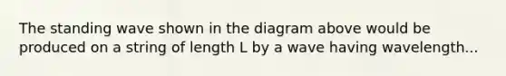 The standing wave shown in the diagram above would be produced on a string of length L by a wave having wavelength...