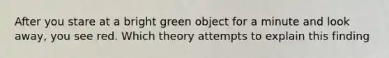 After you stare at a bright green object for a minute and look away, you see red. Which theory attempts to explain this finding