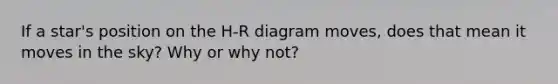 If a star's position on the H-R diagram moves, does that mean it moves in the sky? Why or why not?