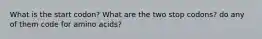 What is the start codon? What are the two stop codons? do any of them code for amino acids?