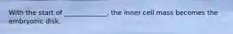 With the start of _____________, the inner cell mass becomes the embryonic disk.