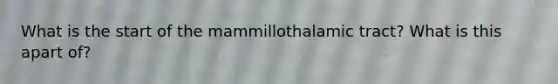 What is the start of the mammillothalamic tract? What is this apart of?