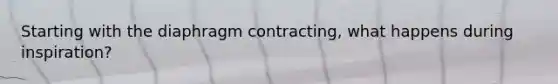 Starting with the diaphragm contracting, what happens during inspiration?