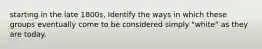 starting in the late 1800s, Identify the ways in which these groups eventually come to be considered simply "white" as they are today.