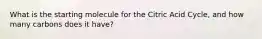 What is the starting molecule for the Citric Acid Cycle, and how many carbons does it have?