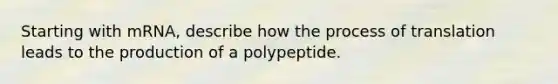 Starting with mRNA, describe how the process of translation leads to the production of a polypeptide.