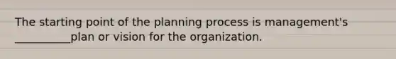 The starting point of the planning process is management's __________plan or vision for the organization.