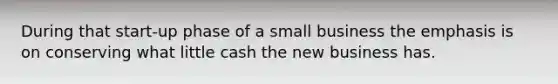 During that start-up phase of a small business the emphasis is on conserving what little cash the new business has.