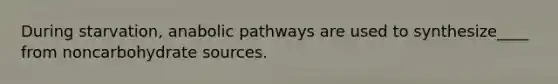 During starvation, anabolic pathways are used to synthesize____ from noncarbohydrate sources.