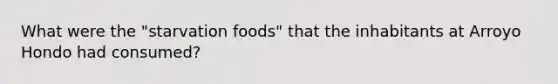 What were the "starvation foods" that the inhabitants at Arroyo Hondo had consumed?