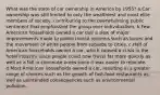 What was the state of car ownership in America by 1955? a.Car ownership was still limited to only the wealthiest and most elite members of society, contributing to the overwhelming public sentiment that emphasized the group over individualism. b.Few American households owned a car due a slew of major improvements made to public transit systems such as buses and the movement of white people from suburbs to cities. c.Half of American households owned a car, which caused a crisis in the hotel industry since people could now travel far more quickly as well as a fall in commute times since it was easier to relocate. d.Most American households owned a car, resulting in a greater range of choices such as the growth of fast-food restaurants as well as unintended consequences such as environmental pollution.