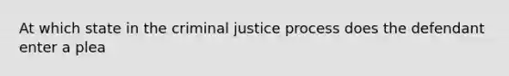 At which state in the criminal justice process does the defendant enter a plea