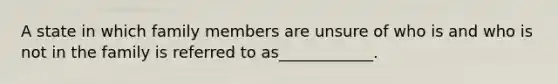 A state in which family members are unsure of who is and who is not in the family is referred to as____________.