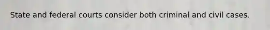 State and federal courts consider both criminal and civil cases.