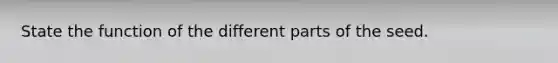 State the function of the different parts of the seed. ​