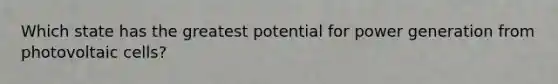 Which state has the greatest potential for power generation from photovoltaic cells?