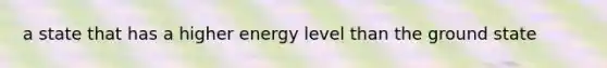 a state that has a higher energy level than the ground state