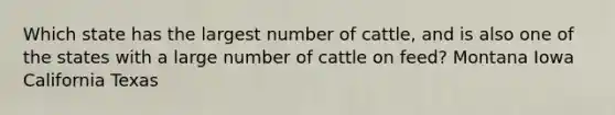 Which state has the largest number of cattle, and is also one of the states with a large number of cattle on feed? Montana Iowa California Texas