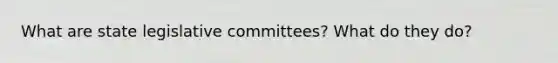 What are state legislative committees? What do they do?