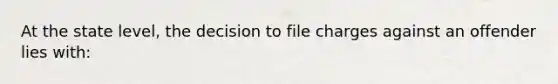 At the state level, the decision to file charges against an offender lies with: