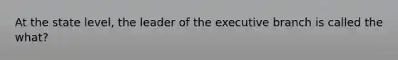 At the state level, the leader of the executive branch is called the what?