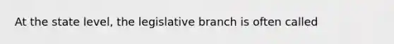 At the state level, the legislative branch is often called