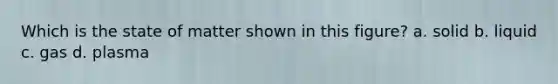 Which is the state of matter shown in this figure? a. solid b. liquid c. gas d. plasma