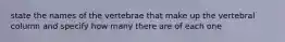 state the names of the vertebrae that make up the vertebral column and specify how many there are of each one