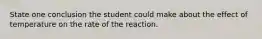 State one conclusion the student could make about the effect of temperature on the rate of the reaction.