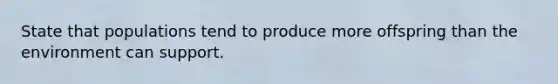 State that populations tend to produce more offspring than the environment can support.