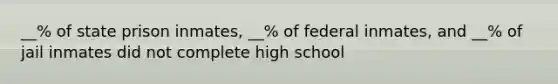 __% of state prison inmates, __% of federal inmates, and __% of jail inmates did not complete high school