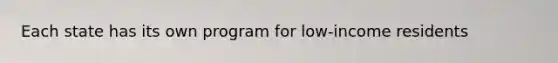 Each state has its own program for low-income residents