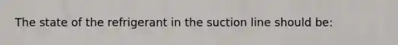 The state of the refrigerant in the suction line should be: