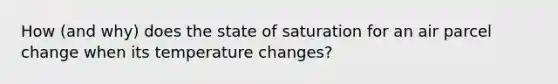 How (and why) does the state of saturation for an air parcel change when its temperature changes?