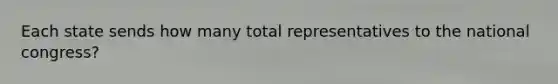 Each state sends how many total representatives to the national congress?