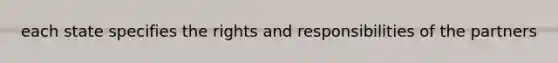 each state specifies the rights and responsibilities of the partners