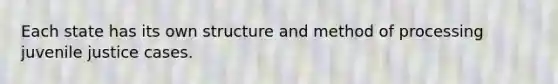Each state has its own structure and method of processing juvenile justice cases.
