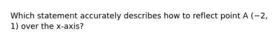 Which statement accurately describes how to reflect point A (−2, 1) over the x‐axis?