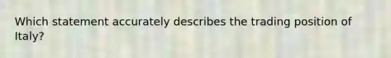 Which statement accurately describes the trading position of Italy?