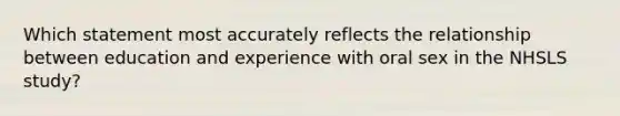 Which statement most accurately reflects the relationship between education and experience with oral sex in the NHSLS study?