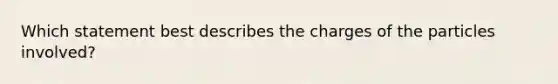 Which statement best describes the charges of the particles involved?