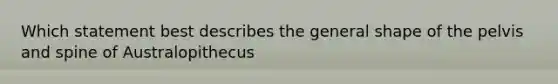 Which statement best describes the general shape of the pelvis and spine of Australopithecus