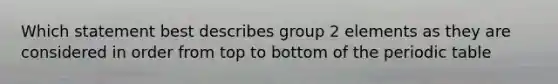 Which statement best describes group 2 elements as they are considered in order from top to bottom of the periodic table