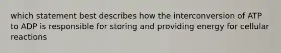 which statement best describes how the interconversion of ATP to ADP is responsible for storing and providing energy for cellular reactions