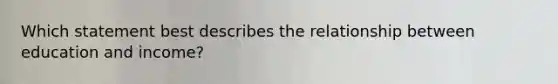 Which statement best describes the relationship between education and income?