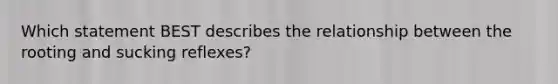 Which statement BEST describes the relationship between the rooting and sucking reflexes?