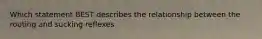 Which statement BEST describes the relationship between the routing and sucking reflexes
