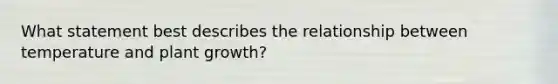 What statement best describes the relationship between temperature and plant growth?