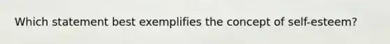 Which statement best exemplifies the concept of self-esteem?