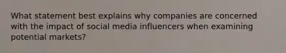 What statement best explains why companies are concerned with the impact of social media influencers when examining potential markets?